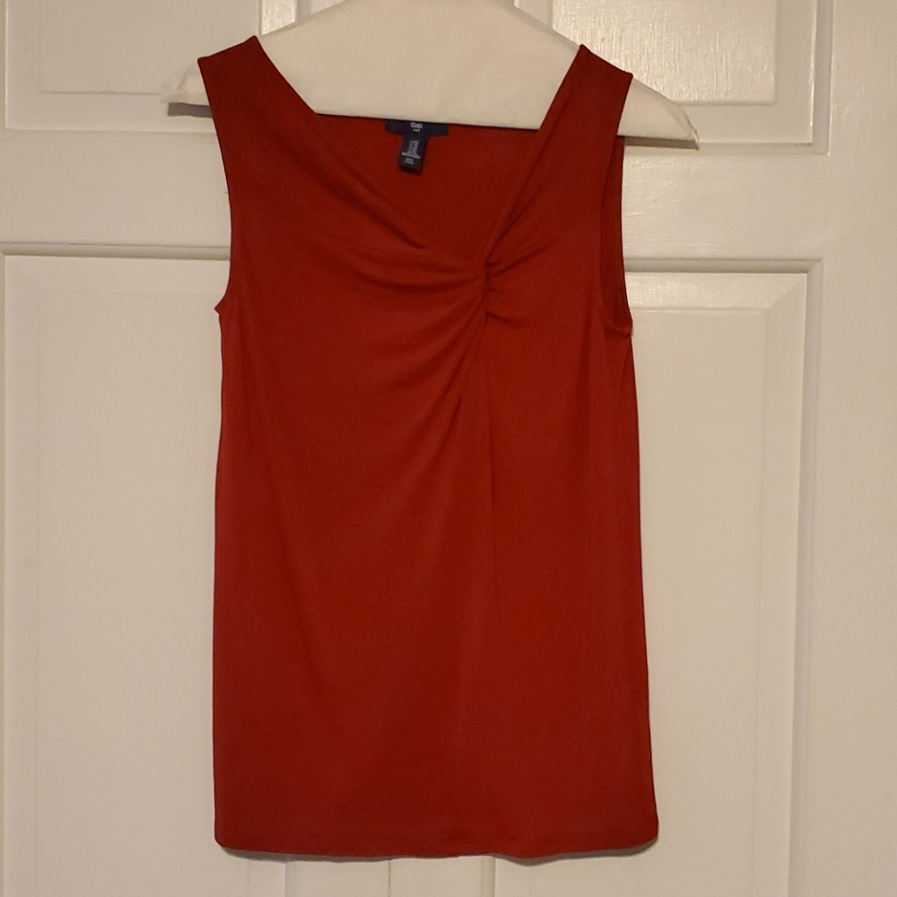 Dark Red Asymmetrical Neck Tank Top Size XS